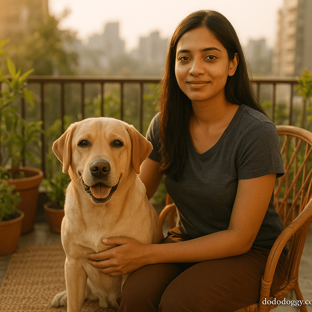 Veterinarian performing a pre-surgery checkup on a Labrador Retriever at an Indian animal clinic